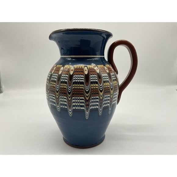 Bulgarian Troyan Pottery Pitcher or Jug w/Peacock Eye Pattern Red Ware Drinkware - Picture 13 of 16